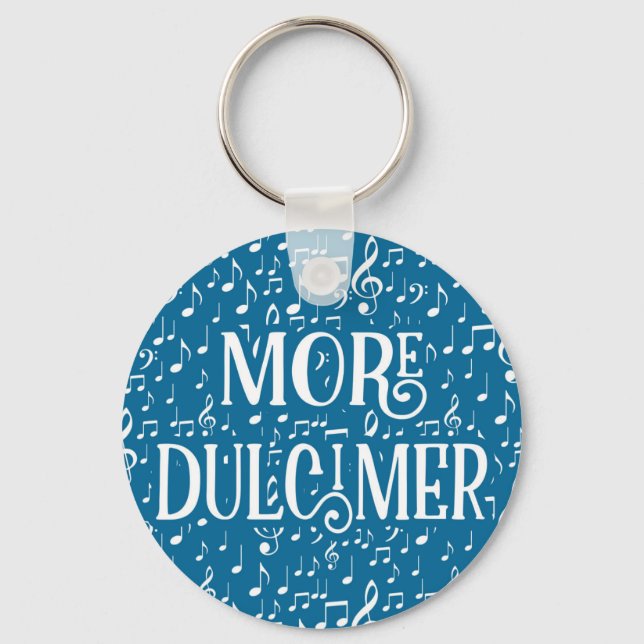 More Dulcimer - Blue White Music Keychain (Front)