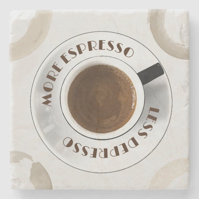 More Espresso Less Depresso Kitchen Stone Coaster (Front)