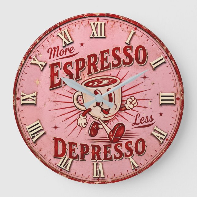 More Espresso Less Depresso Large Clock (Front)