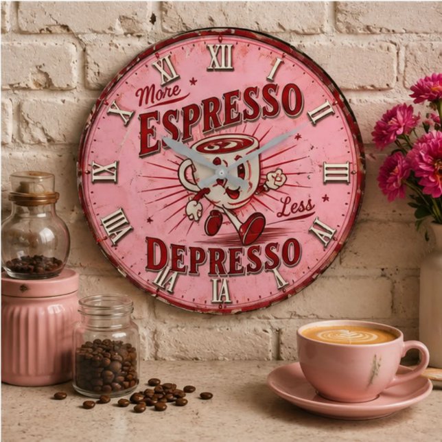 More Espresso Less Depresso Large Clock (Creator Uploaded)
