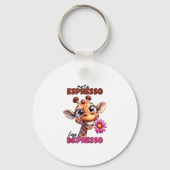 More espresso less depresso Spruch Kaffee Espresso Keychain (Front)