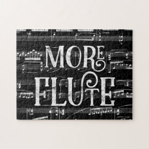 More Flute Chalkboard - Black White Music Jigsaw Puzzle