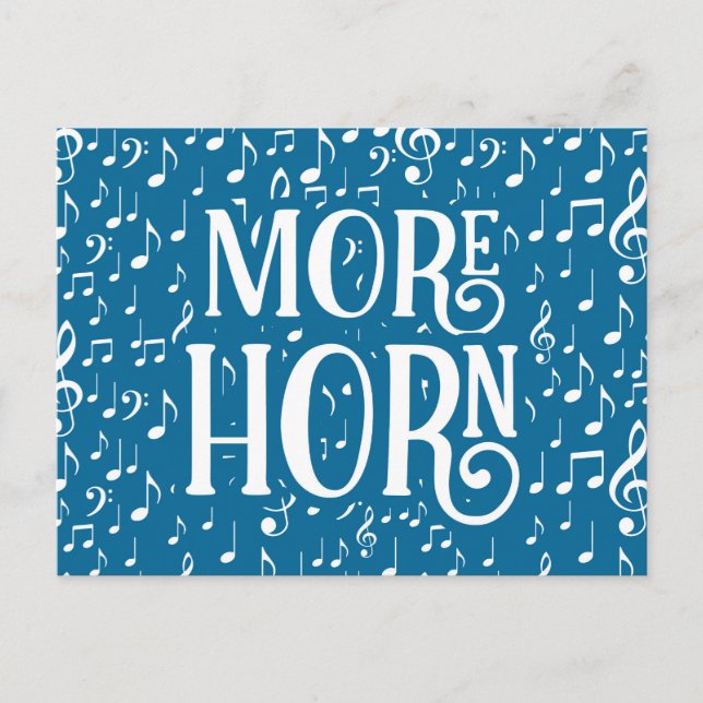 More French Horn - Blue White Music Postcard (Front)