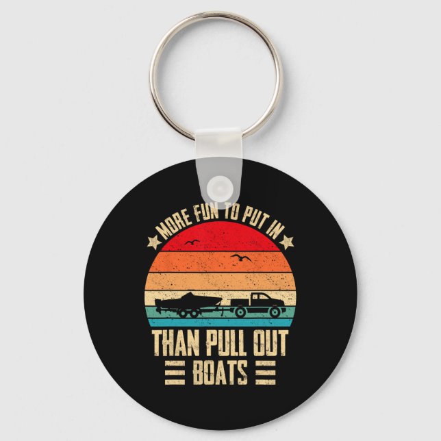 More Fun To Put In Than Pull Out Retro Boating Cap Keychain (Front)