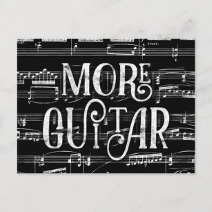 More Guitar Chalkboard - Black White Music Postcard