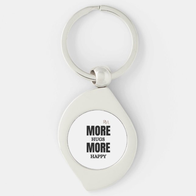 More Hugs More Happy Cute Positive Design Keychain (Front)