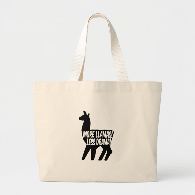 More Llamas Less Drama Large Tote Bag (Front)