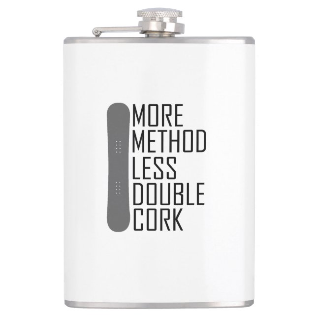 More Method Less Double Cork Hip Flask (Front)