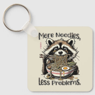 More noodles less problems raccoon eating ramen keychain