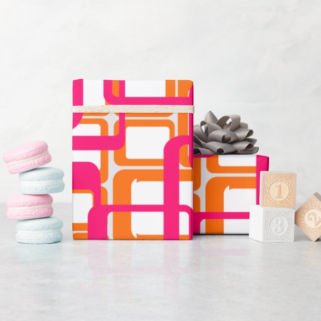 More Open Mid-Century Modern Rectangles Wrapping Paper (Baby Shower)