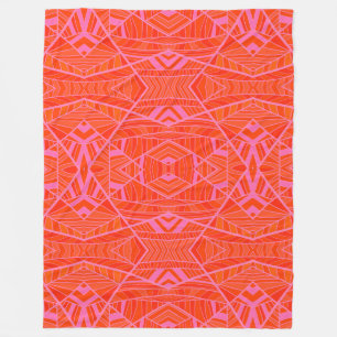More Orange Than Pink Geo Pattern by KCS Fleece Blanket