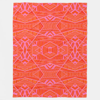More Orange Than Pink Geo Pattern by KCS Fleece Blanket