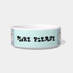 More Please/Thanks Ceramic Dog Bowl