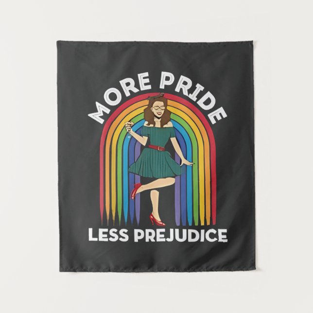 More Pride Less Prejudice LGBT Pride Month  Tapestry (Front)