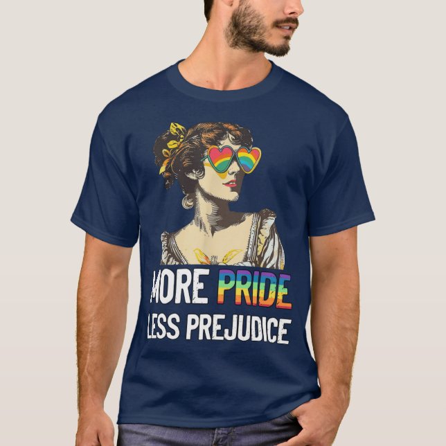 More Pride Less Prejudice LGBT retro T-Shirt (Front)