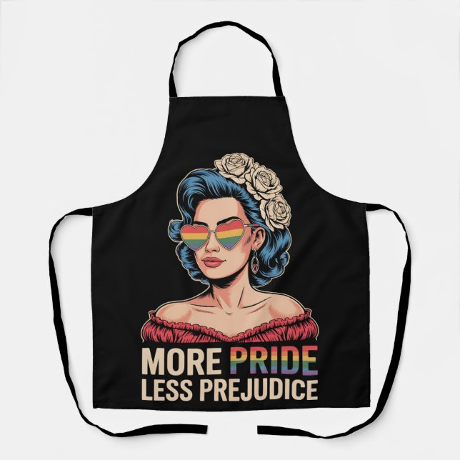 More Pride Less Prejudice LGBTQ Pride Ally Rainbow Apron (Front)