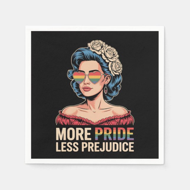 More Pride Less Prejudice LGBTQ Pride Ally Rainbow Napkin (Front)
