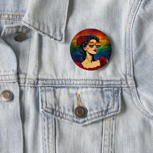 More Pride Less Prejudice Pride Month LGBTQ 2 Inch Round Button (In Situ)