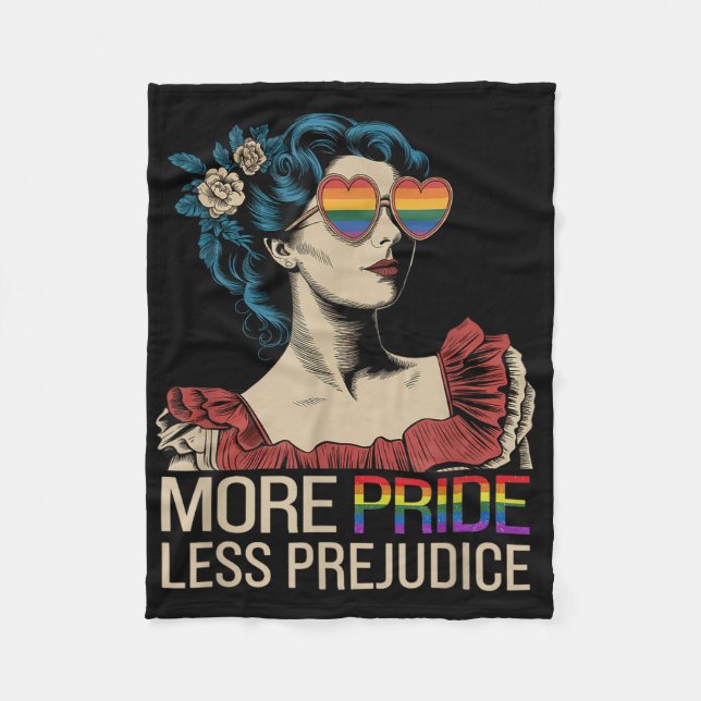 More Pride Less Prejudice Pride Month Lgbtq  Fleece Blanket (Front)