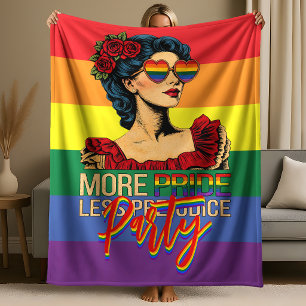 More Pride Less Prejudice Pride Month LGBTQ Fleece Blanket