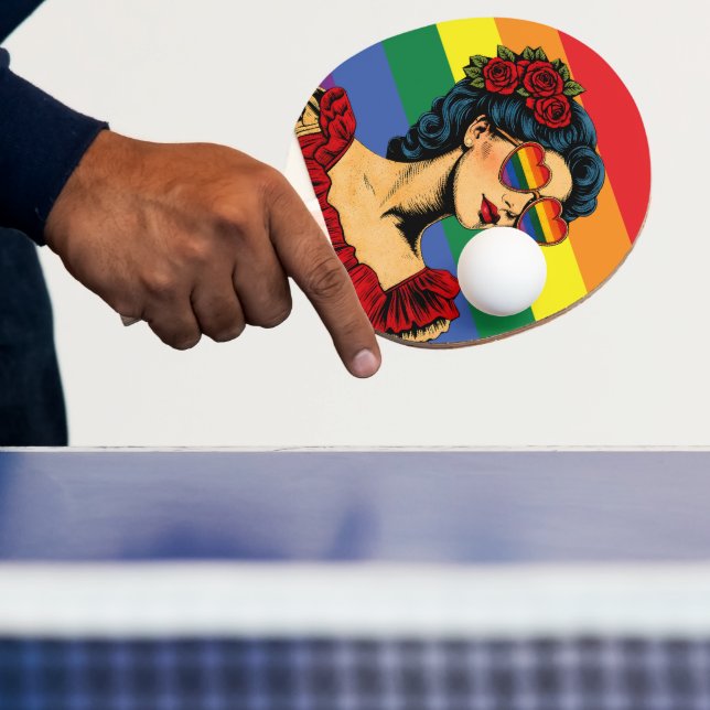 More Pride Less Prejudice Pride Month LGBTQ Ping Pong Paddle (Insitu)