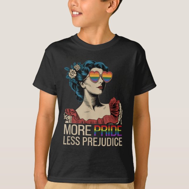 More Pride Less Prejudice Pride Month Lgbtq  T-Shirt (Front)