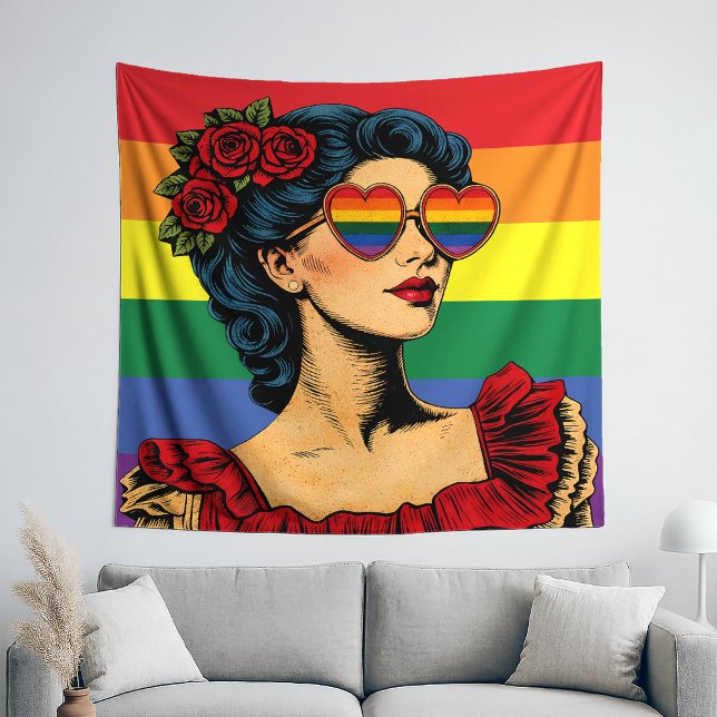 More Pride Less Prejudice Pride Month LGBTQ Tapestry (Creator Uploaded)