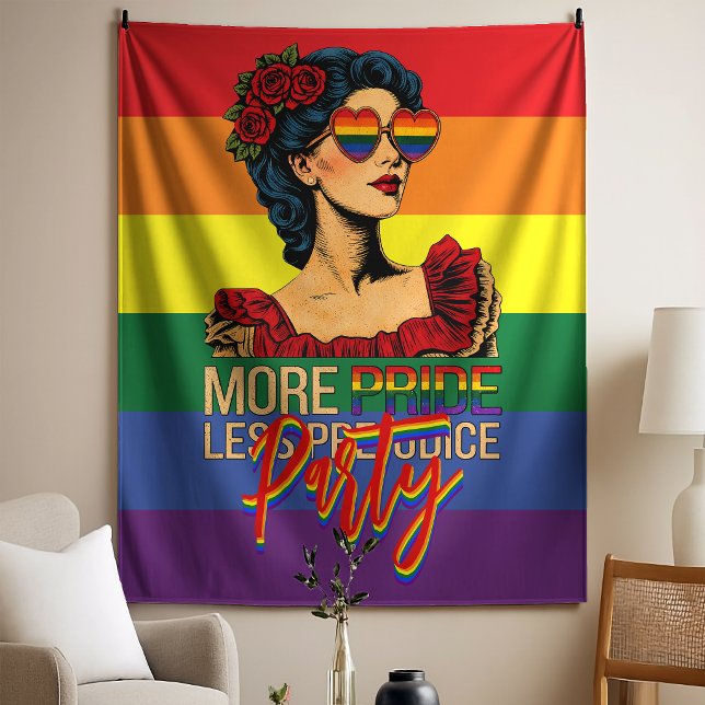 More Pride Less Prejudice Pride Month LGBTQ Tapestry (Creator Uploaded)