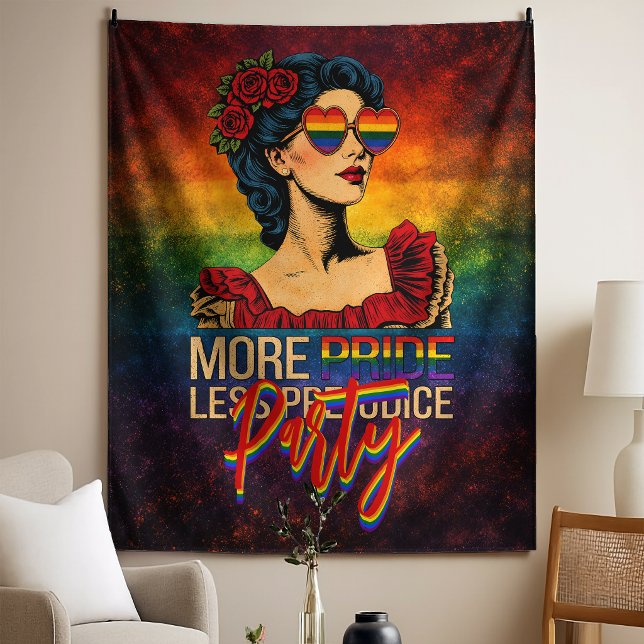 More Pride Less Prejudice Pride Month LGBTQ Tapestry (Creator Uploaded)
