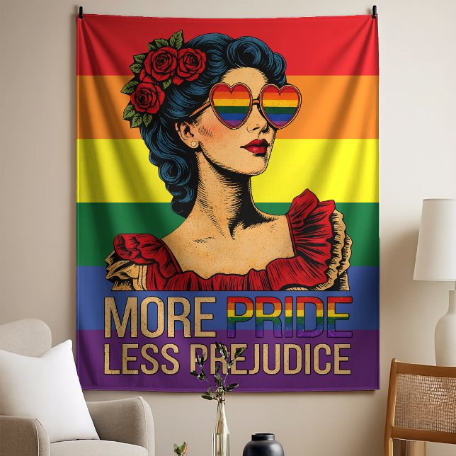 More Pride Less Prejudice Pride Month LGBTQ Tapestry (Creator Uploaded)