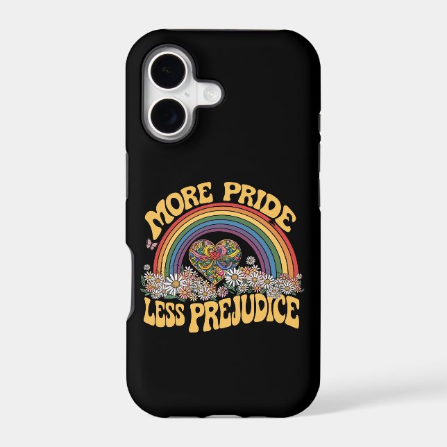 More Pride Less Prejudice Retro Rainbow Pride LGBT (Back)