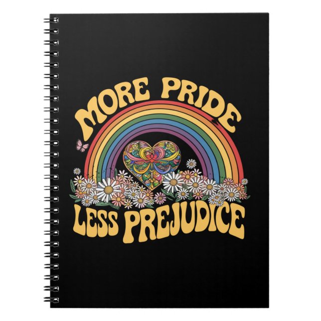 More Pride Less Prejudice Retro Rainbow Pride LGBT Notebook (Front)