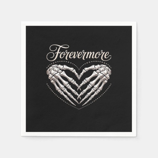 More Skeleton Hands Heart Gothic Halloween Napkin (Front)