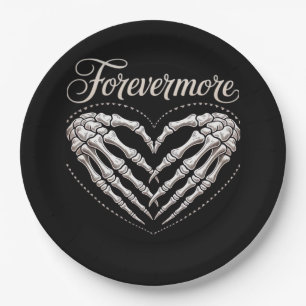 More Skeleton Hands Heart Gothic Halloween Paper Plate
