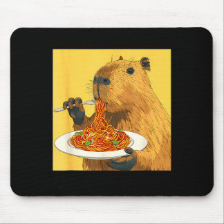 More Spaghetti Less Upsetti Capybara Illustration Mouse Pad