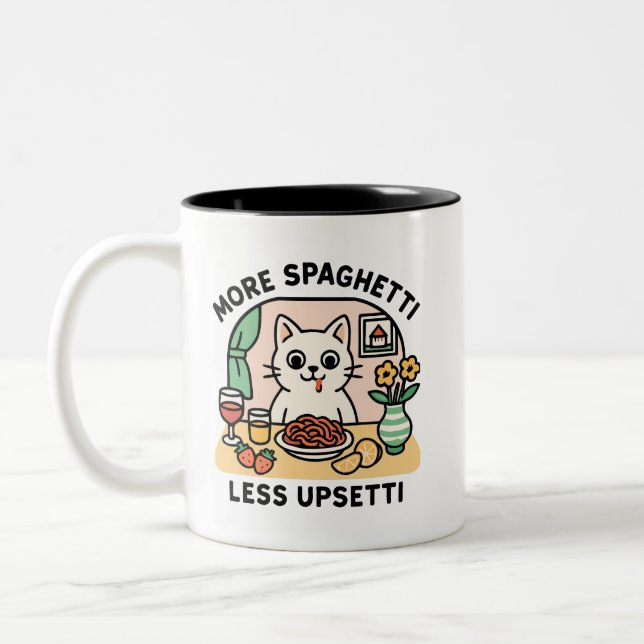 More Spaghetti Less Upsetti Cat mug (Left)