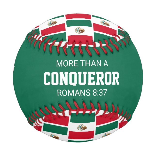 MORE THAN CONQUEROR Custom Patriotic MEXICO Flag Baseball (Front)