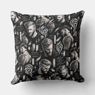 More Than Muscle – Illustrated Black Throw Pillow