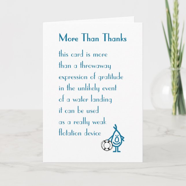 More Than Thanks - a funny Thank You Poem (Front)