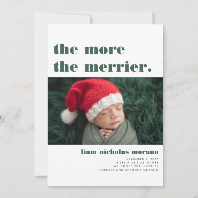 More The Merrier | Christmas Birth Announcement (Front)