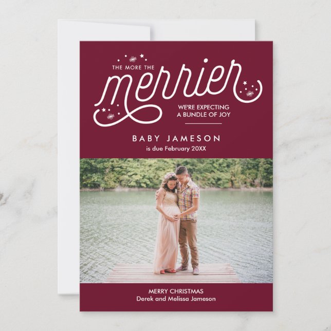 More the Merrier Christmas Pregnancy Announcement (Front)