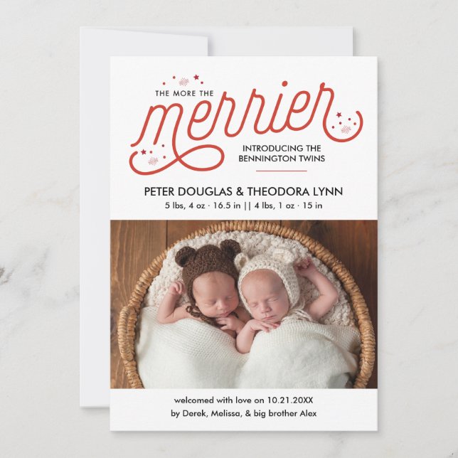 More the Merrier Christmas Twins Announcement (Front)