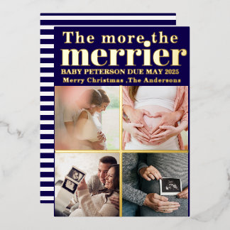 More the Merrier Modern Christmas Pregnancy  Foil