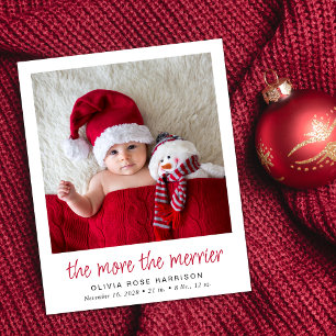More The Merrier Photo Holiday Birth Announcement