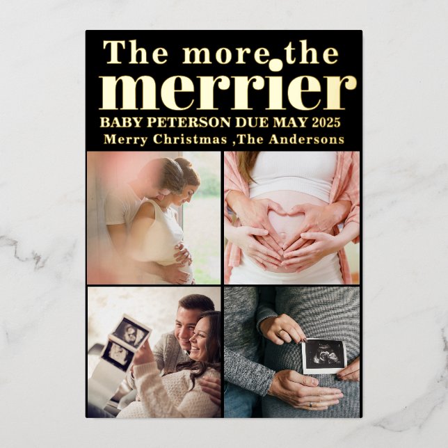 More the merrier Pregnancy Announcement Christmas (Front)