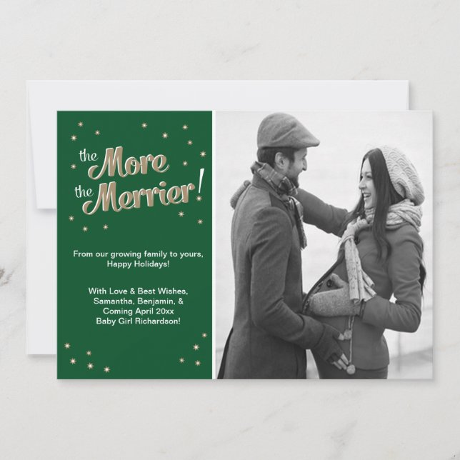 More the Merrier Pregnancy Announcement Green (Front)