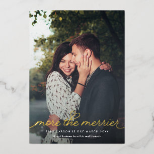 More the Merrier Pregnancy Foil Holiday Card
