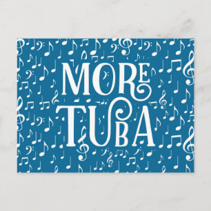 More Tuba - Blue White Music Postcard