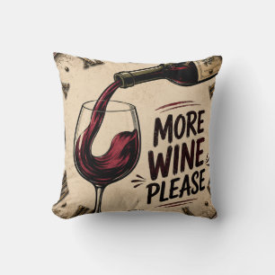 More Wine Please Rustic Home Bar Throw Pillow
