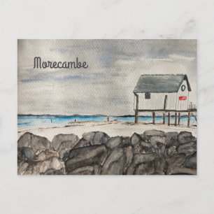 Morecambe Beach Hut Lancashire seaside resort Postcard